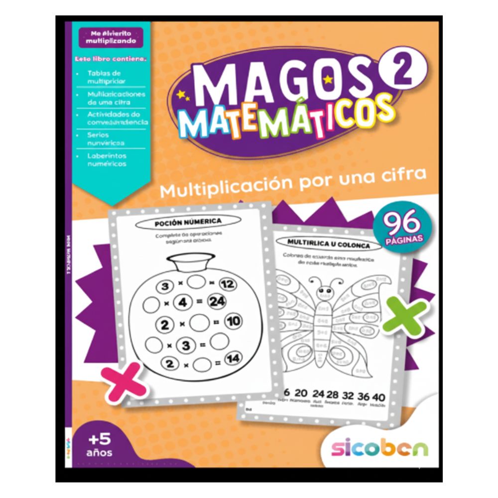 Magos Matemáticos 2 Multiplicación Libro De Actividades Para Niños 5+