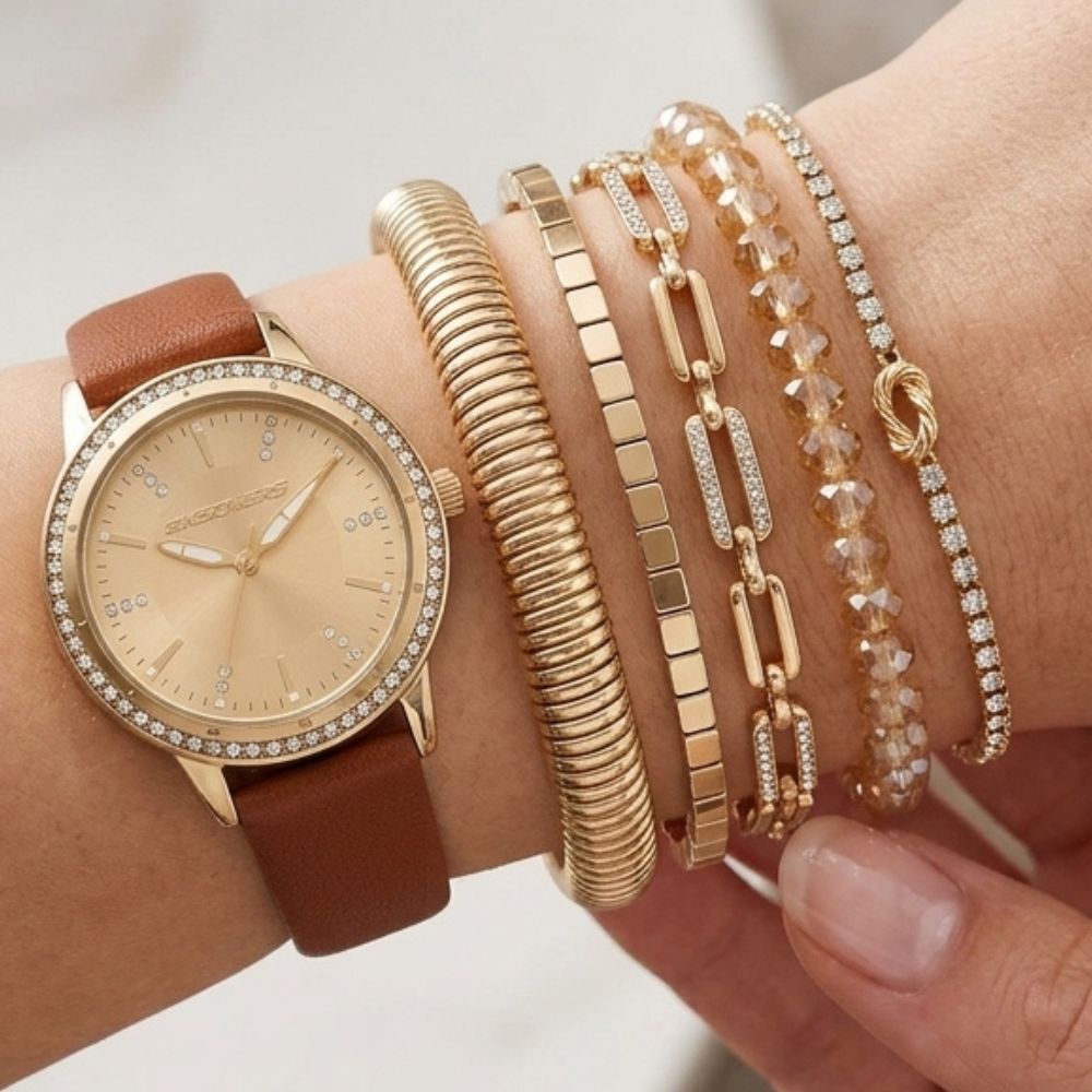 Skechers Set De Reloj y Pulseras Para Damas