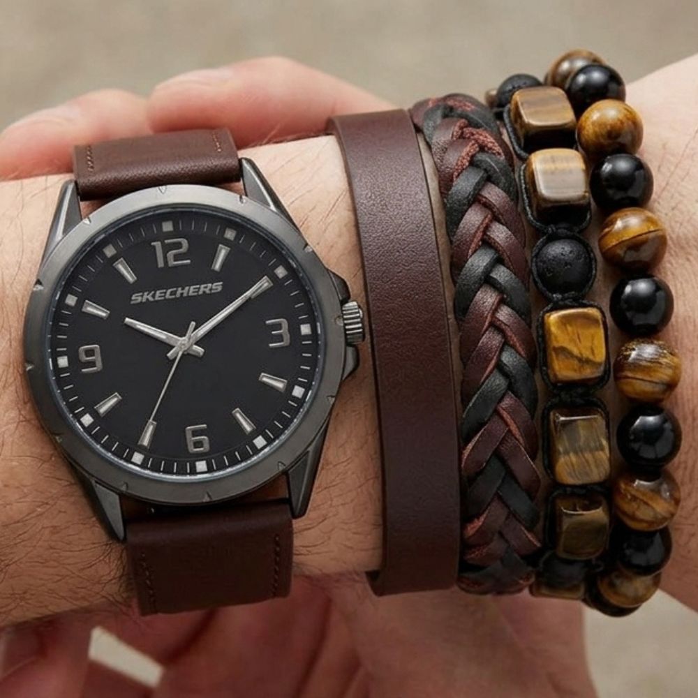 Skechers Set De Reloj y Pulseras Para Caballeros
