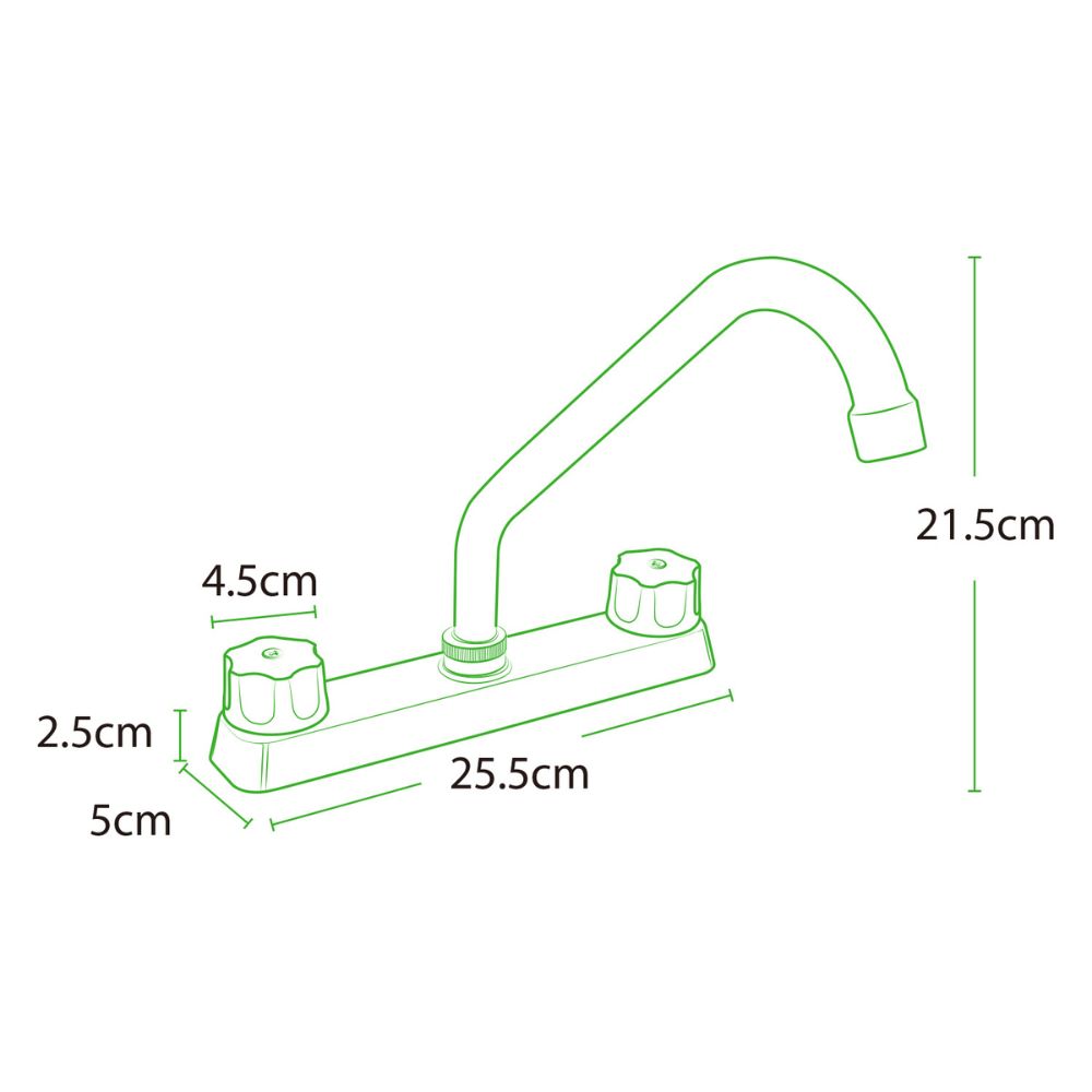 Solvex Smart Grifo Cromado Para Fregadero De Zinc Cuello Cuadrado De 8" Manijas Ergonómicas Giro Completo De Plástico