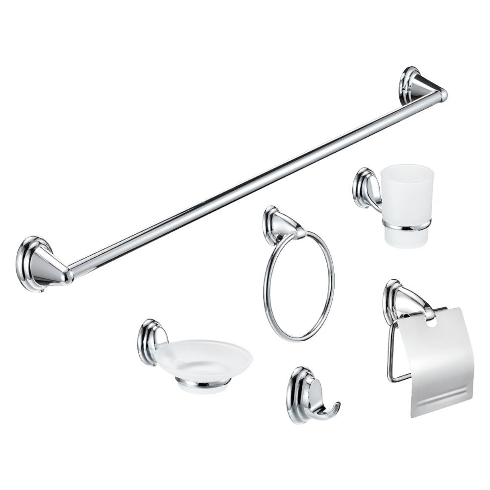 Solvex Smart Juego Cromado De Accesorios De Baño En Zinc y Acero Inoxidable 6 piezas