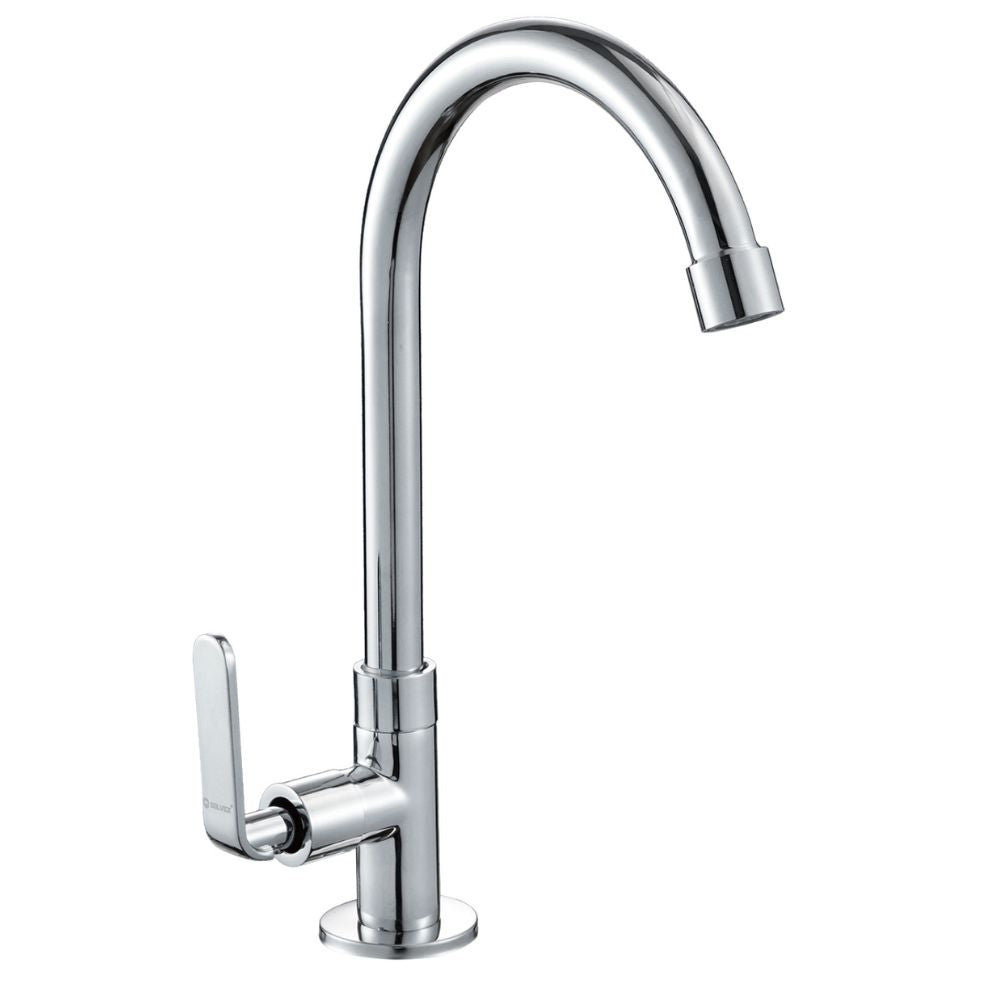 Solvex Smart Llave Cromada Individual De Latón Para Fregadero Cuello Cisne Alto