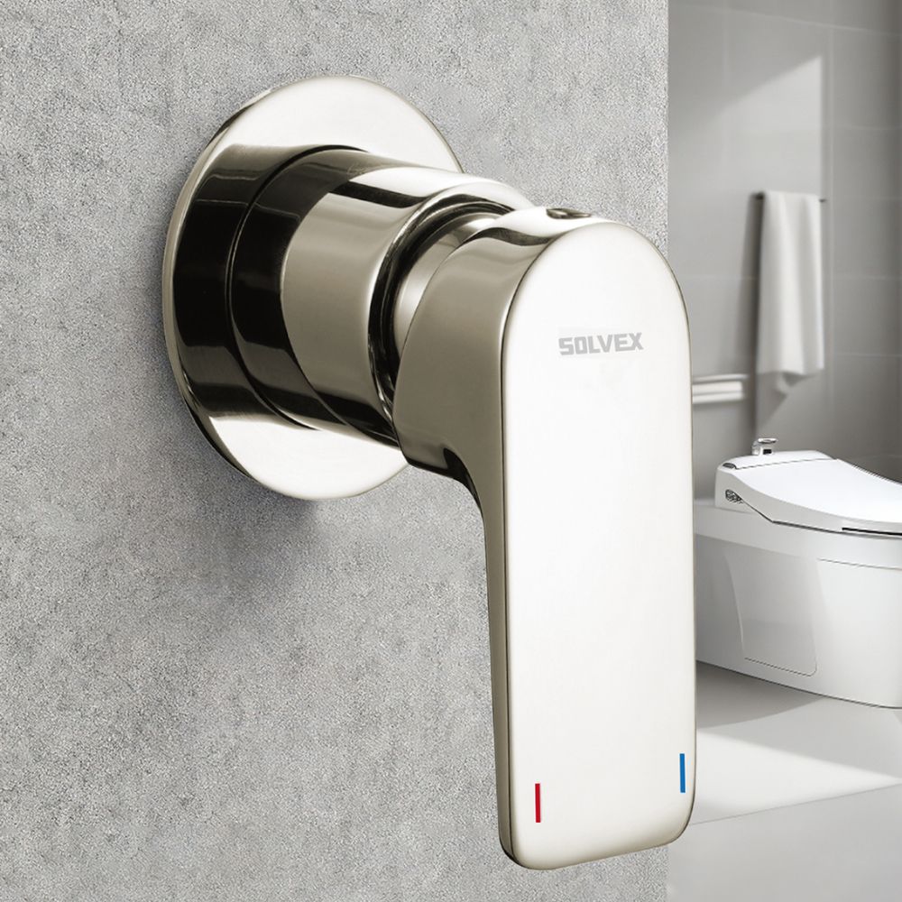 Solvex Smart Grifería Satinada Monomando Redonda Sin Desviador Para Ducha De Pared