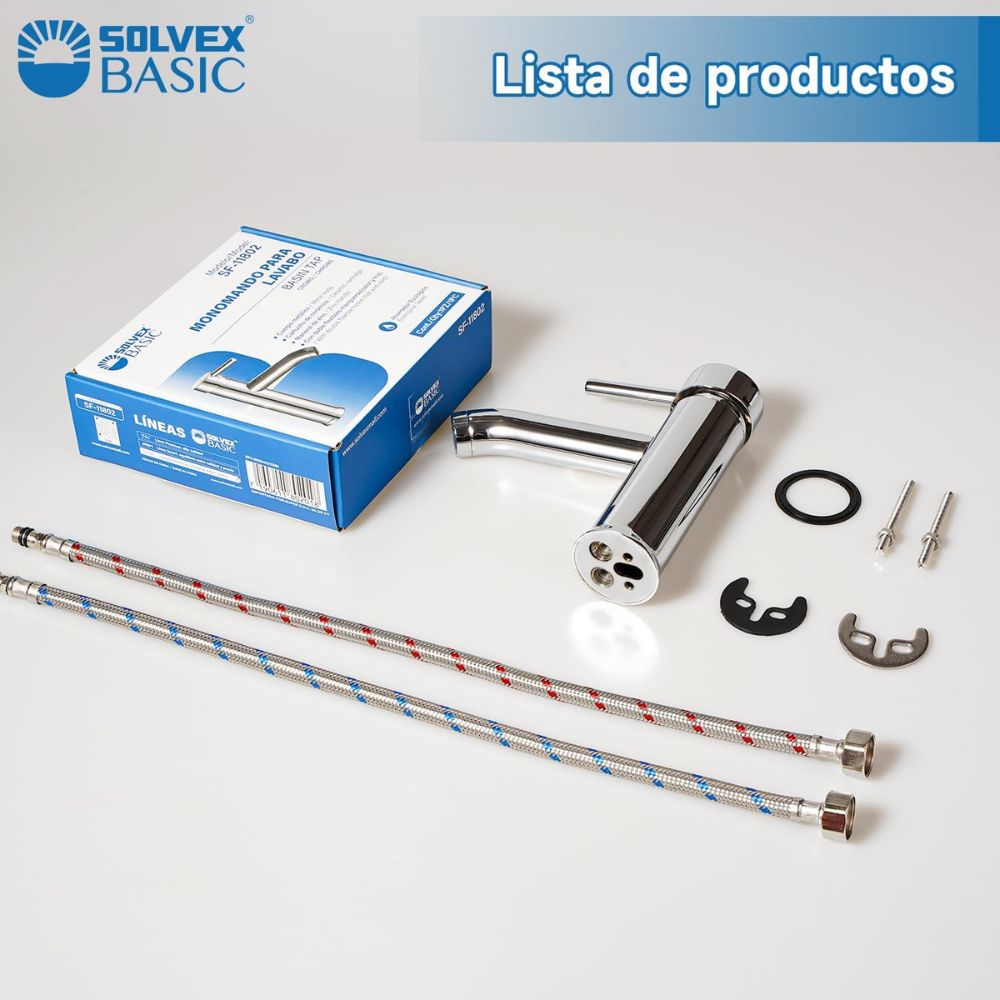 Solvex Basic Grifería Satinada Monomando De Acero Inoxidable Para Lavamanos Mango Tipo Palanca De Zinc 17cm