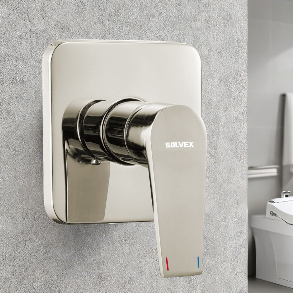 Solvex Smart Grifería Satinada Monomando Cuadrada Para Ducha De Pared Sin Desviador De 12x12cm