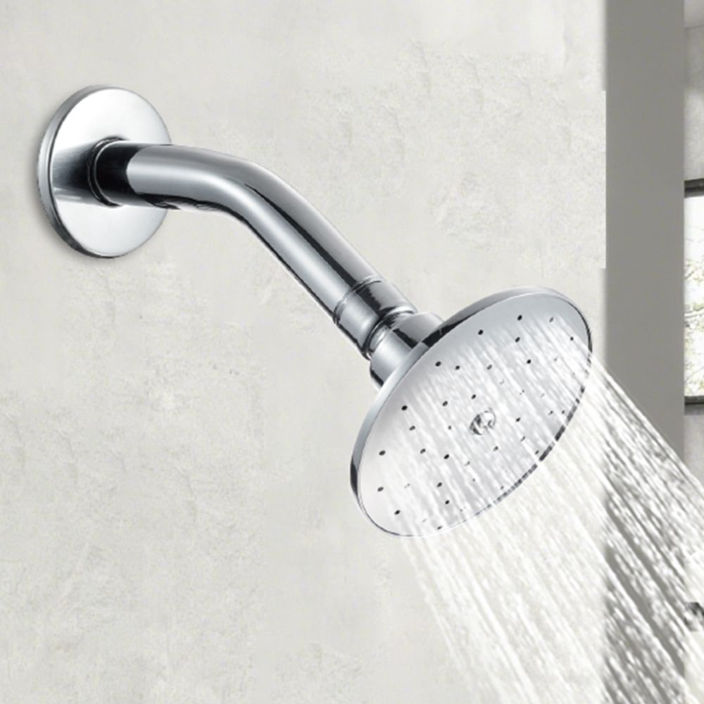 Solvex Juego De Ducha Cromada De Zinc Cabezal Redondo 3½" Con Flujo Ajustable Brazo De Metal 16cm