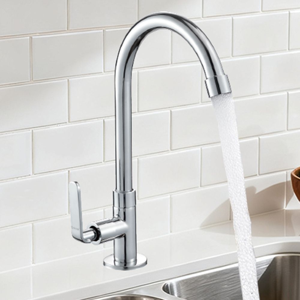 Solvex Smart Llave Cromada Individual De Latón Para Fregadero Cuello Cisne Alto