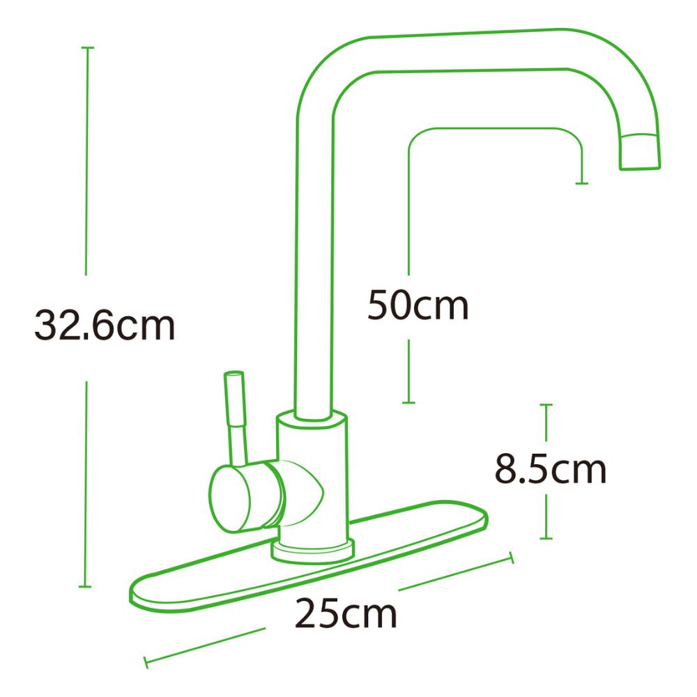 Solvex Smart Grifería Satinada Monomando Para Fregadero Cuello Cuadrado Con Flange Acero Inoxidable De 10" 28cm