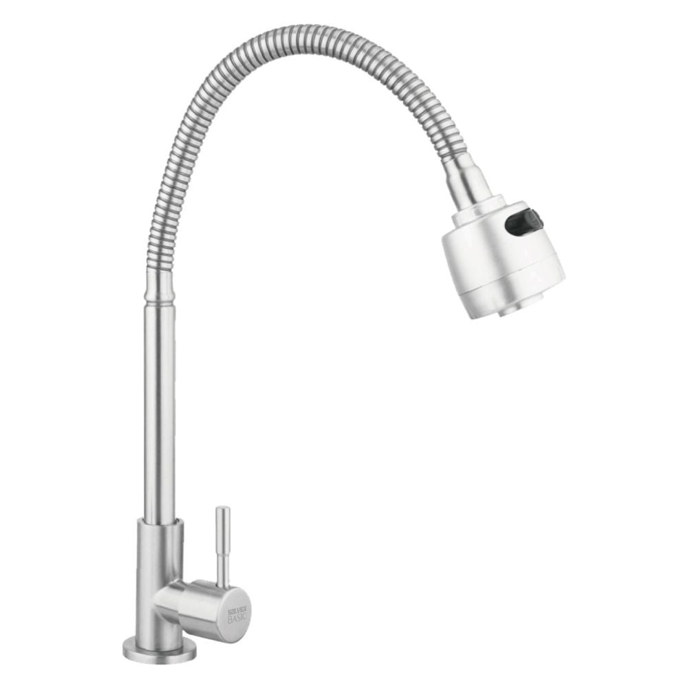 Solvex Basic Llave Cromada Individual De Acero Inoxidable Para Fregadero 2 Funciones