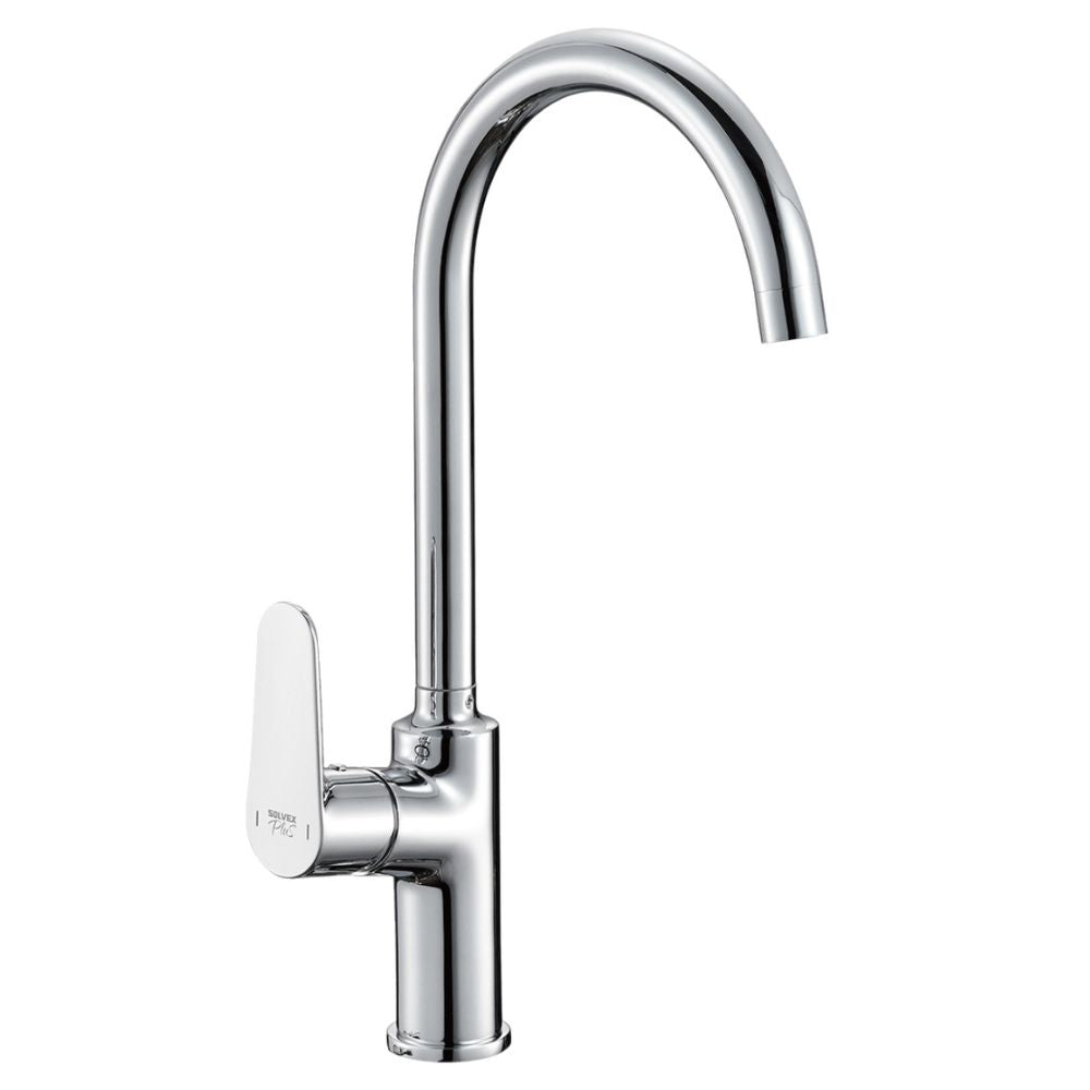 Solvex Plus Grifería Cromada Monomando Cuello Cisne Para Fregadero 40cm