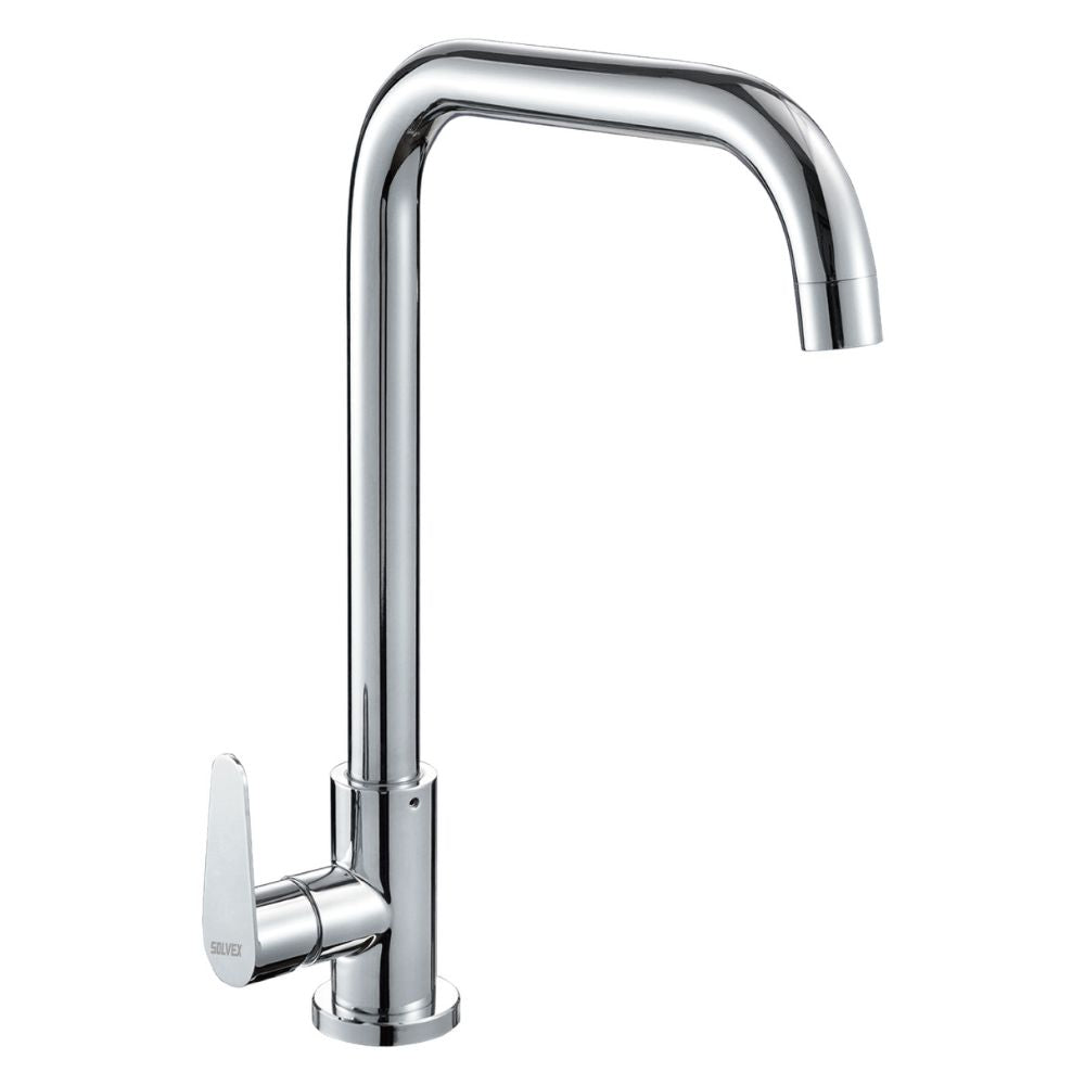 Solvex Smart Llave Cromada Individual De Acero Inoxidable Para fregadero Cuello Cuadrado