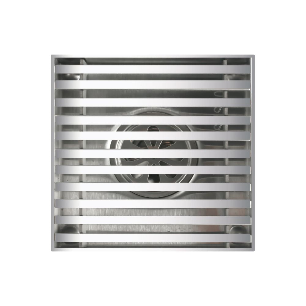 Solvex Smart Desagüe Cromado Para Piso En Acero Inoxidable Antiolor Cuadrado De 10x10cm