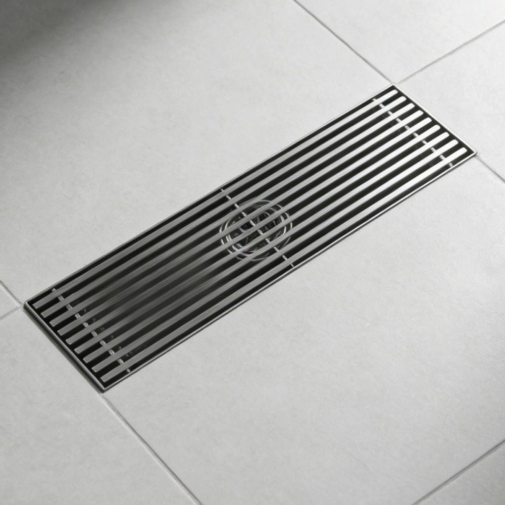 Solvex Smart Desagüe Satinado Para Piso En Acero Inoxidable Antiolor Rectangular De 8x30cm