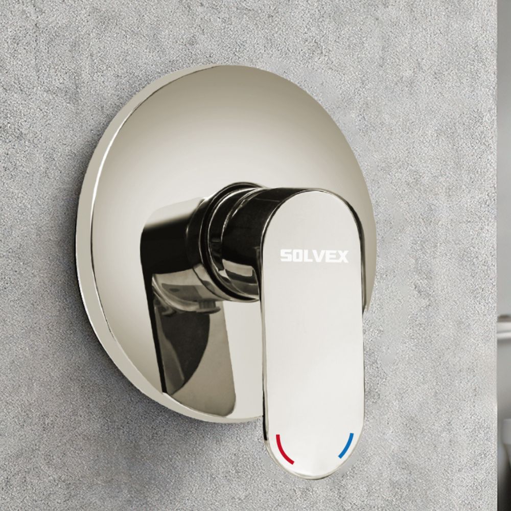 Solvex Smart Grifería Satinada Monomando Redonda Sin Desviador Para Ducha De Pared