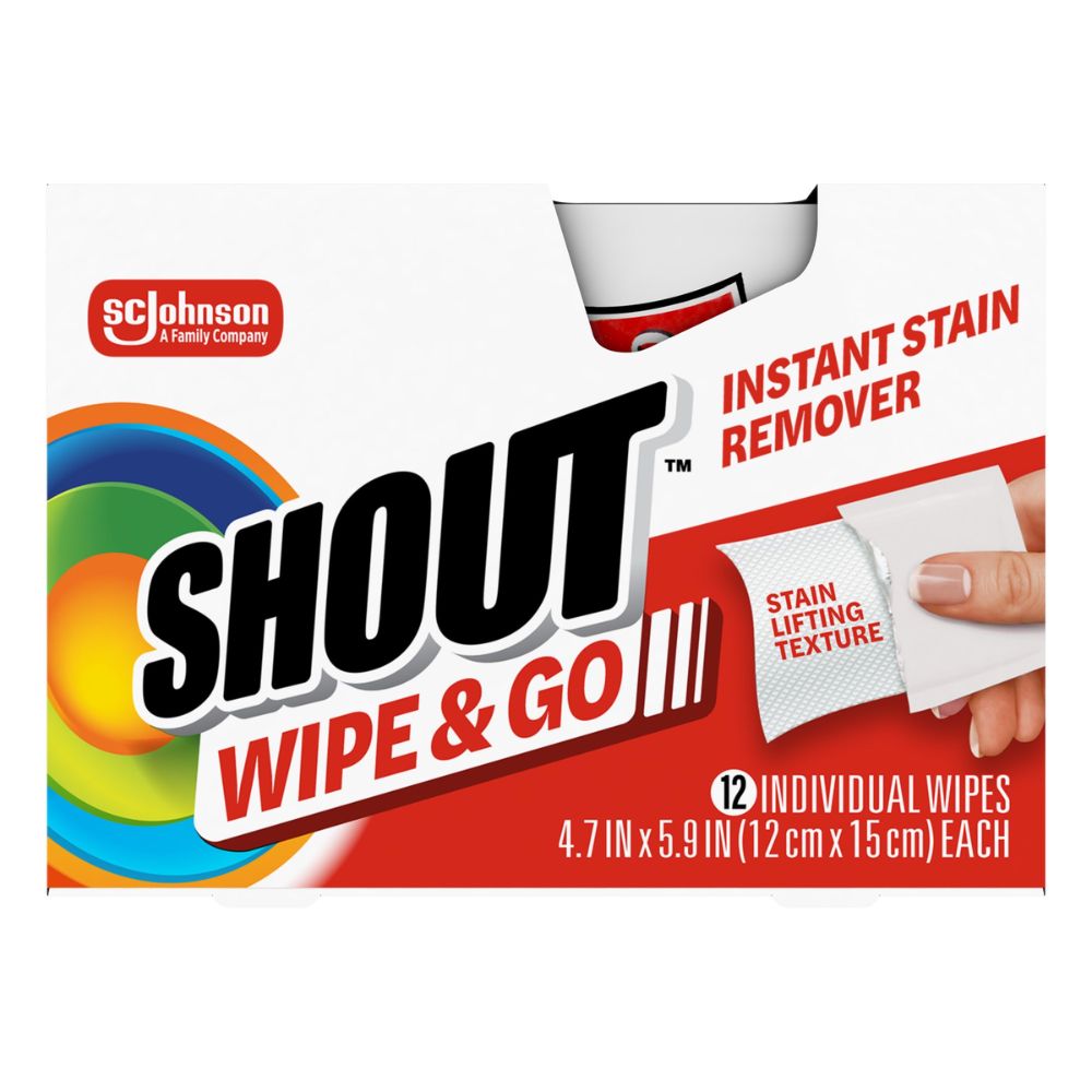 Instant Stain Remover Shout Wipe & Go 12 individuals wipes