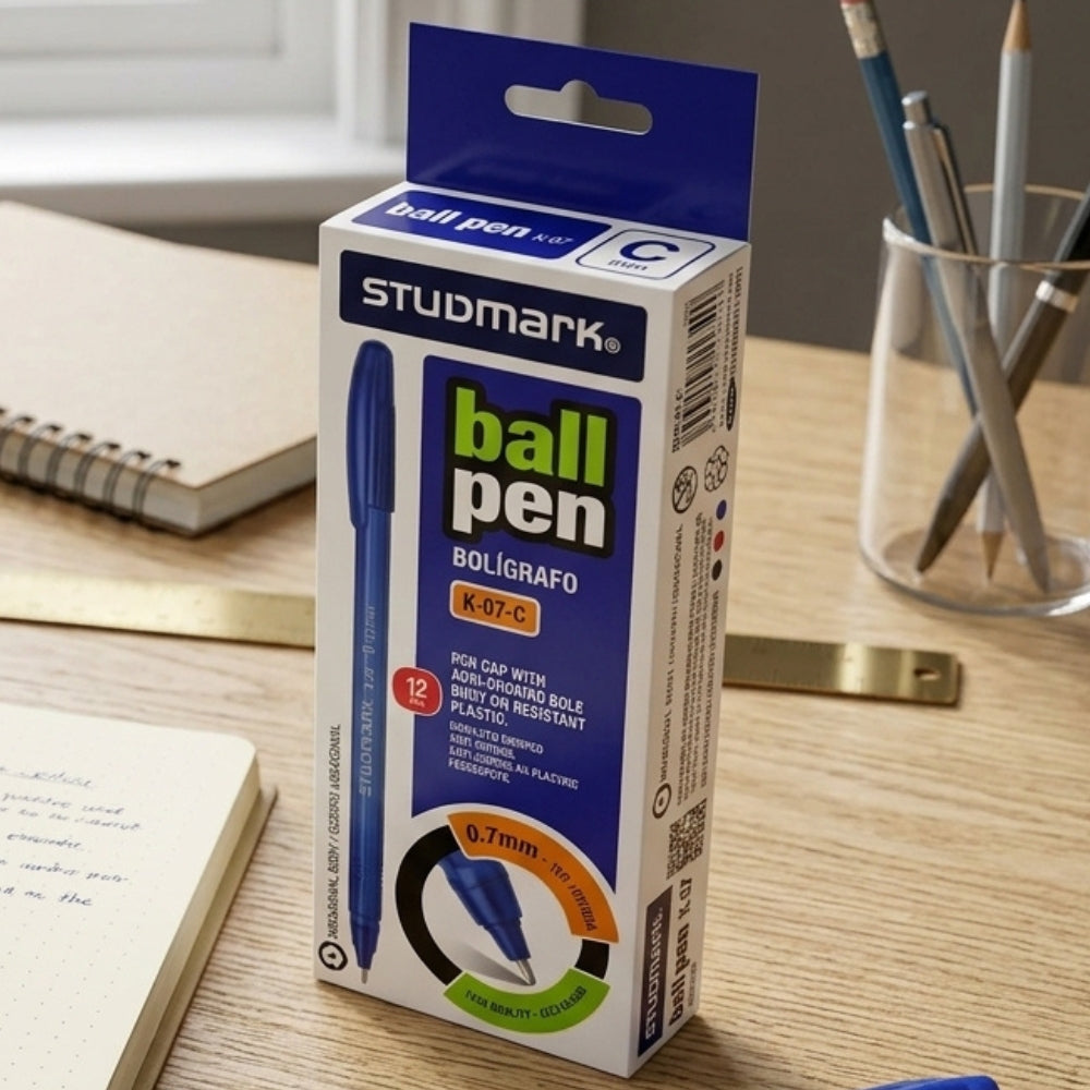 Studmark Bolígrafo Punta 0.7mm Azul 12Und