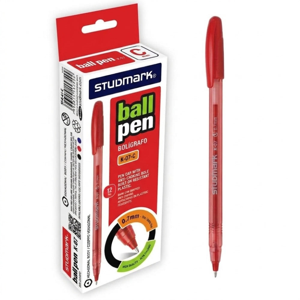 Studmark Bolígrafo Punta 0.7mm Rojo 12Und