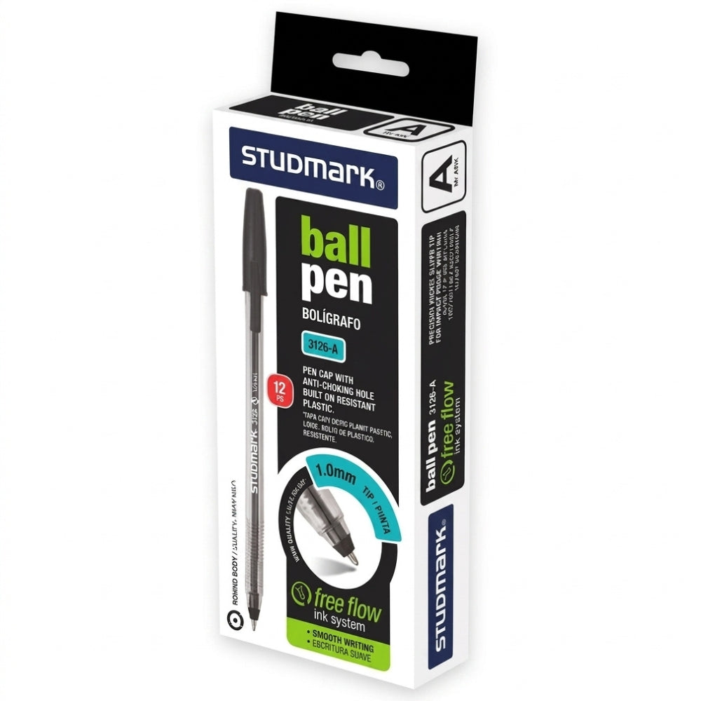 Studmark Bolígrafo Punta 1.00mm Negro 12Und