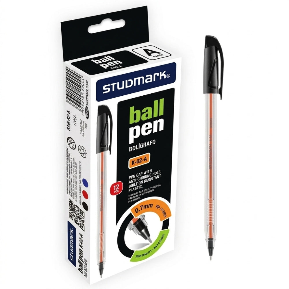 Studmark Bolígrafo De Tinta Semigel Negro 12Und