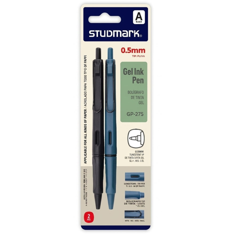 Studmark Bolígrafos De Tinta Gel Negro 0.5mm 2Und Dos Opciones