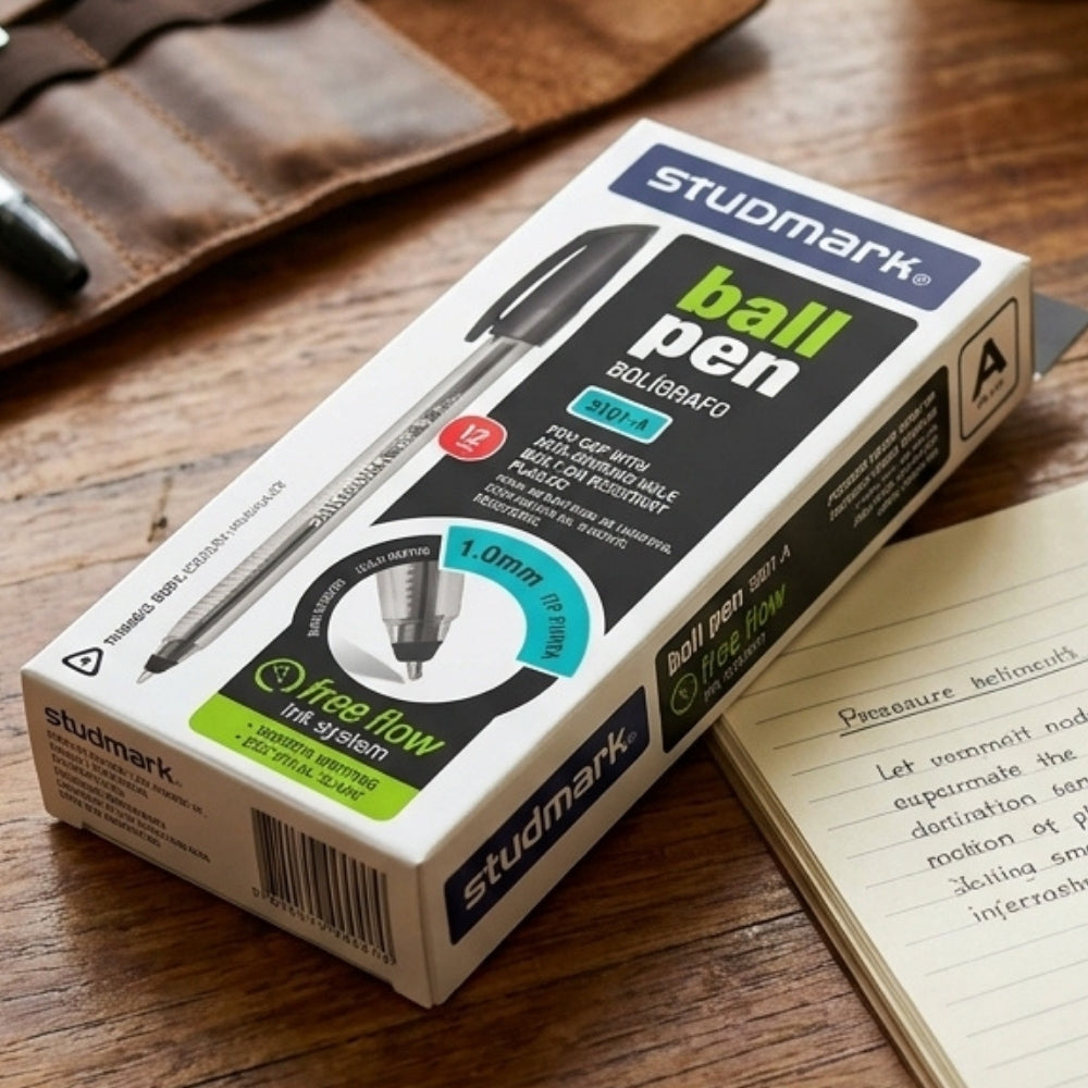 Studmark Bolígrafo Punta 1.00mm A-Black 12Und