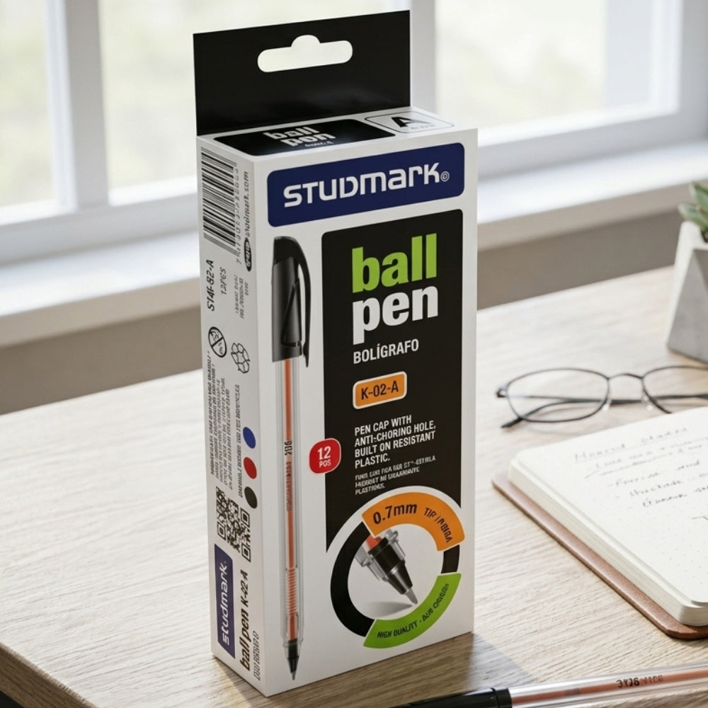 Studmark Bolígrafo De Tinta Semigel Negro 12Und