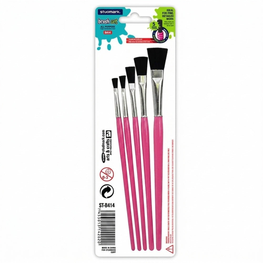 Studmark Set De Pinceles Planos Multiusos Rosadas 5Und