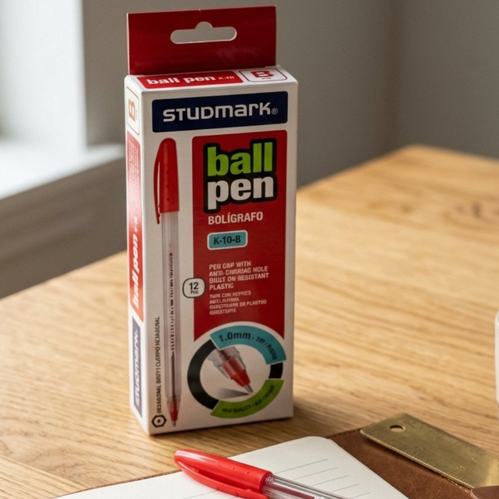 Studmark Bolígrafo Punta 1.00mm Rojo 12Und