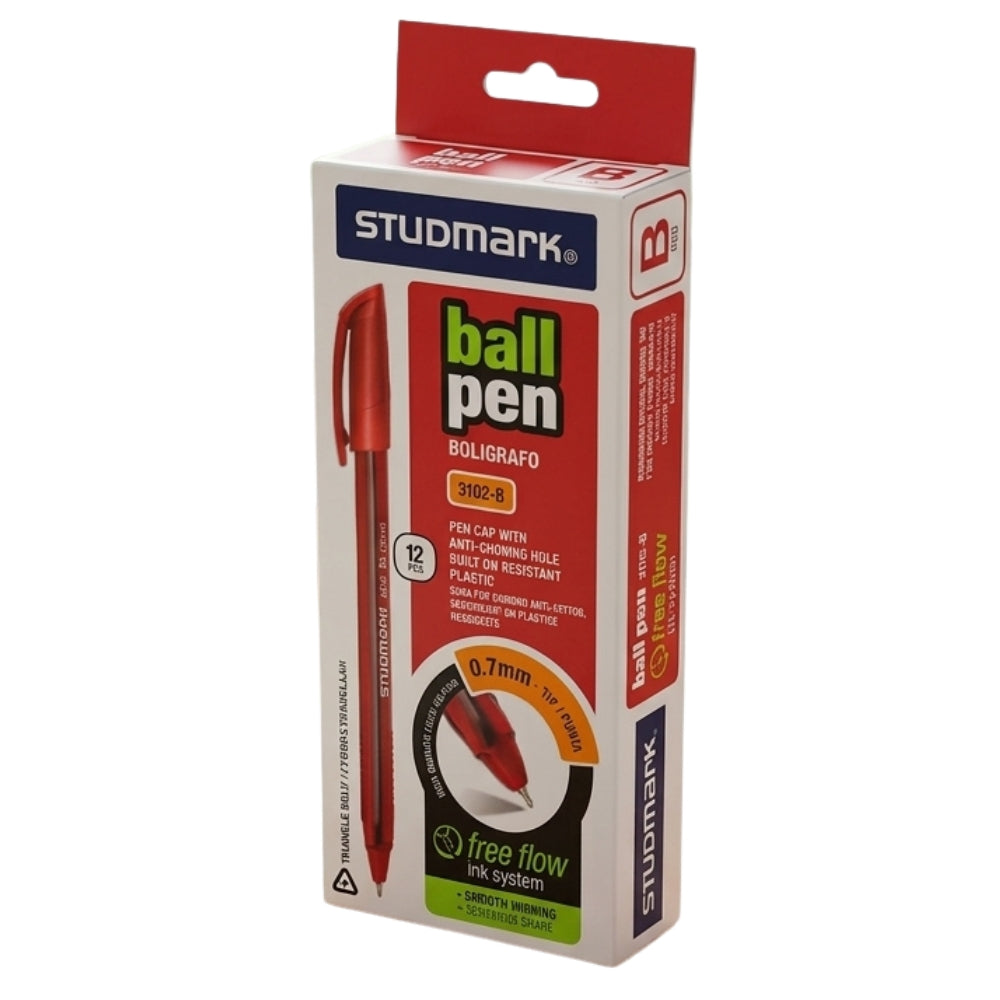 Studmark Bolígrafo Rojo Punta De Plata Alemana 12Und