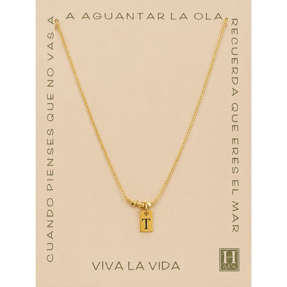 H&Co Collar de Cadena Plaquita Inicial T