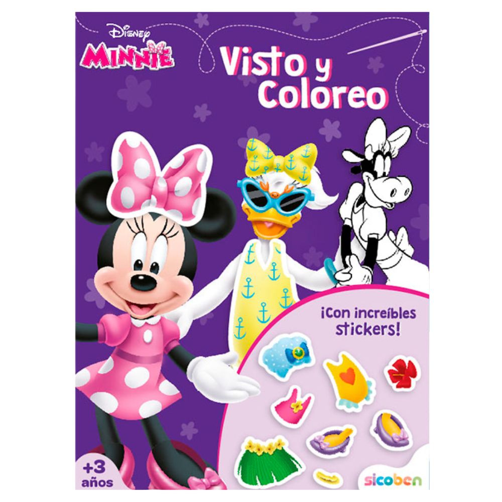 Libro De Actividades Visto Y Coloreo Minnie 16 pag + Stickers