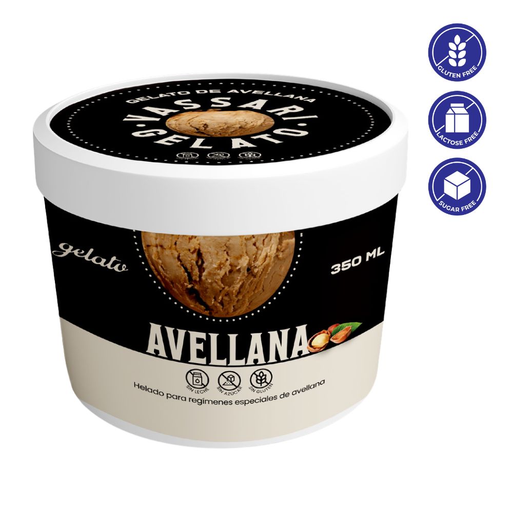 Vassari Gelato Helado Vegano Avellana Sin Azucar 350 ml