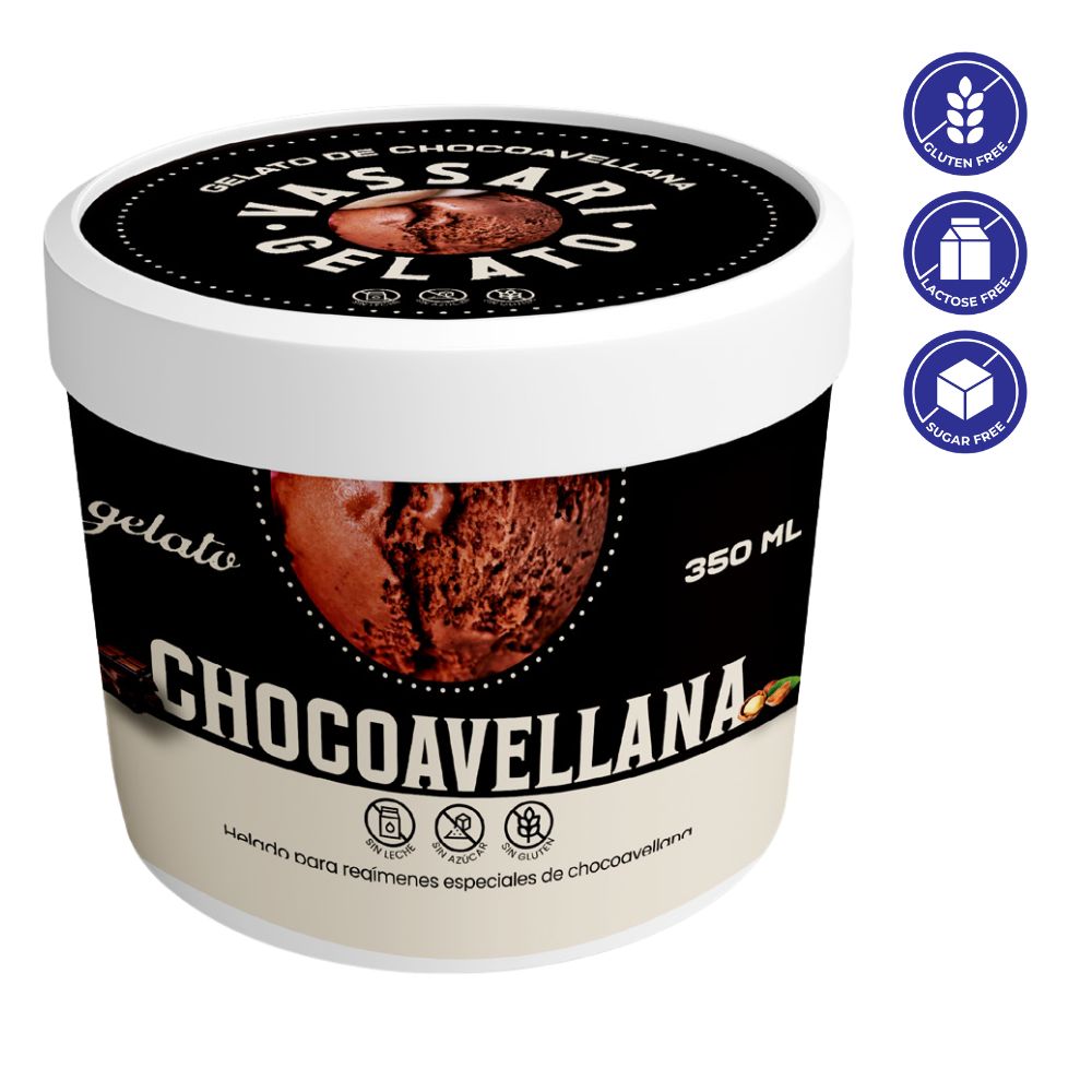 Vassari Gelato Helado Vegano Chocoavellana Sin Azucar 350ml