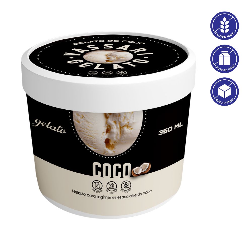 Vassari Gelato Helado Vegano Coco Sin Azucar 350 ml