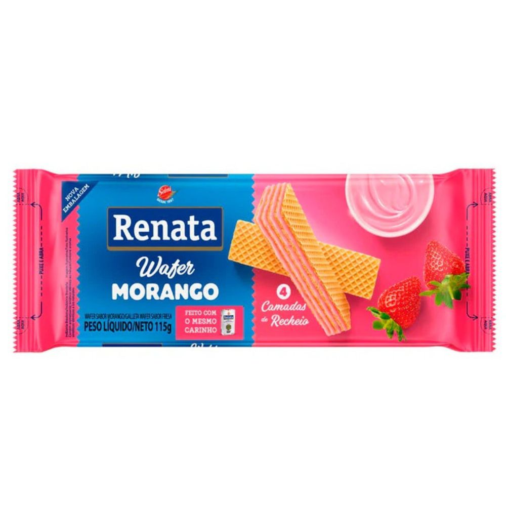 Renata Wafer Morango Sabor Fresa 115gr