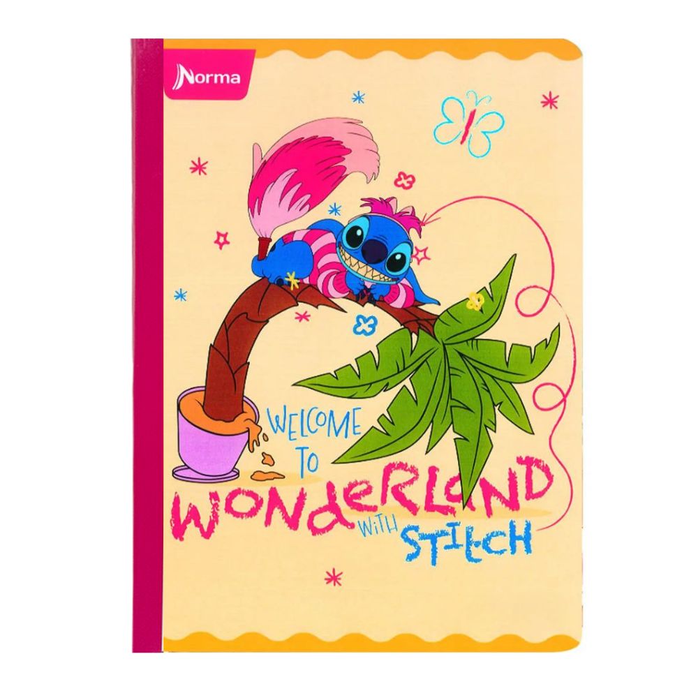 Norma Cuaderno Cuadriculado Cosido 100 hojas Con Stickers Diseño Wonderland Stitch