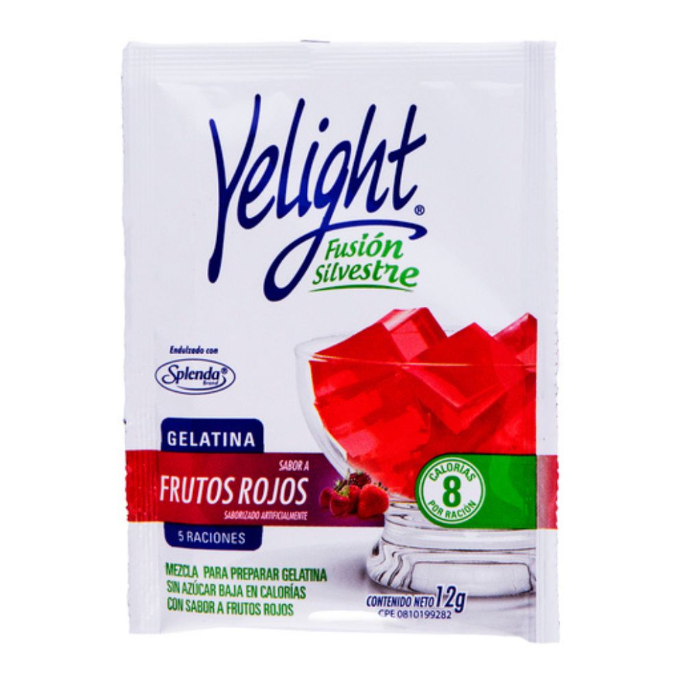 Yelight Gelatina En Polvo Sin Azúcar Frutos Rojos 12gr