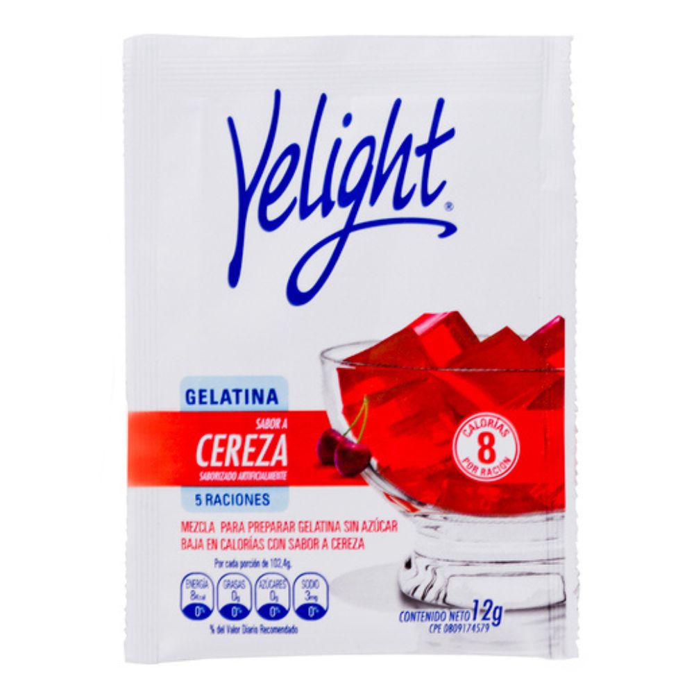 Yelight Gelatina En Polvo Sin Azúcar Cereza 12gr