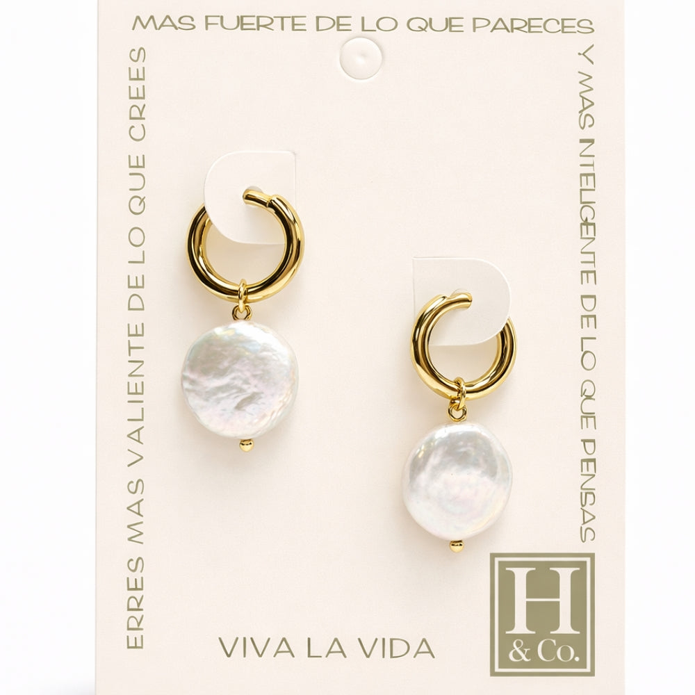 H&Co Zarcillo Para Damas Cayo de Perla Circular