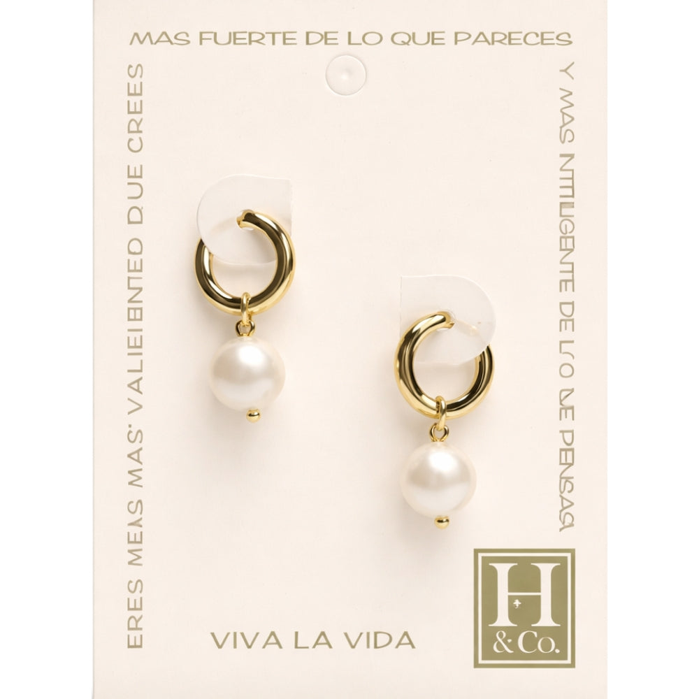 H&Co Zarcillo Para Damas de Perlas