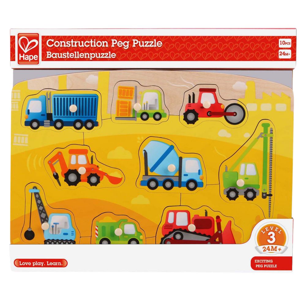 Hape Construction Peg Puzzle 10 Pieces 24m+