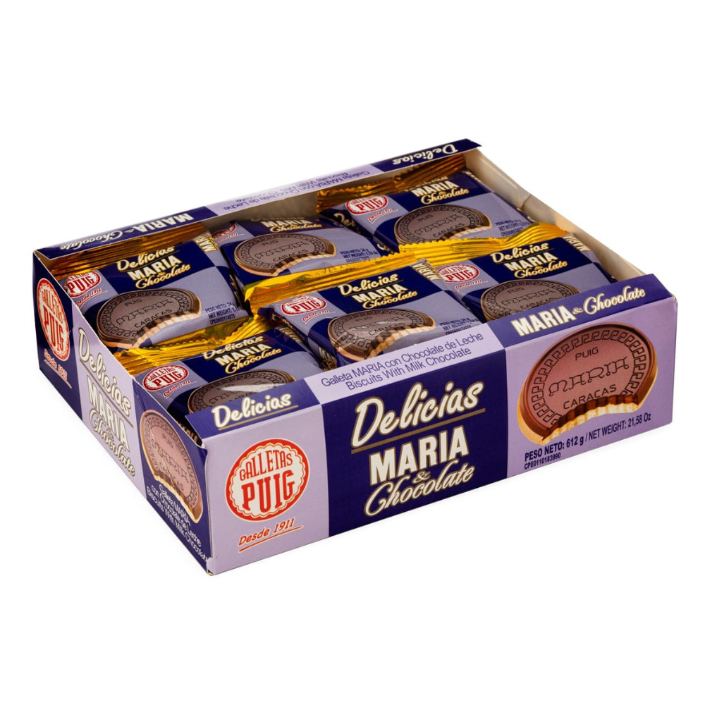 Galletas Maria Puig Delicias Con Chocolate De Leche 18 Paquetes Total 612gr