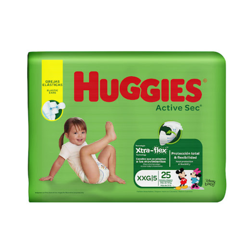 Pañales Huggies Active Sec Talla XXG 25und