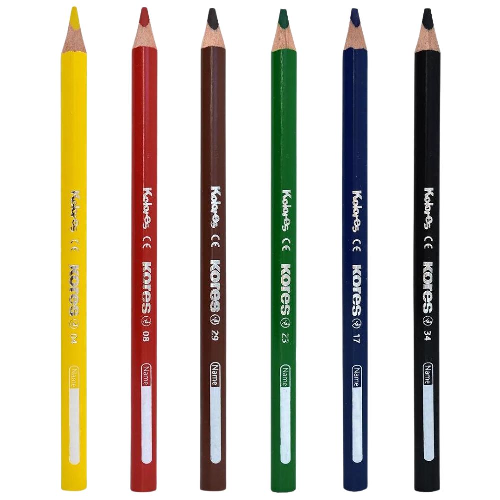 Kores Lapices De Colores Jumbo Triangulares 6 Und + 1 Sacapuntas