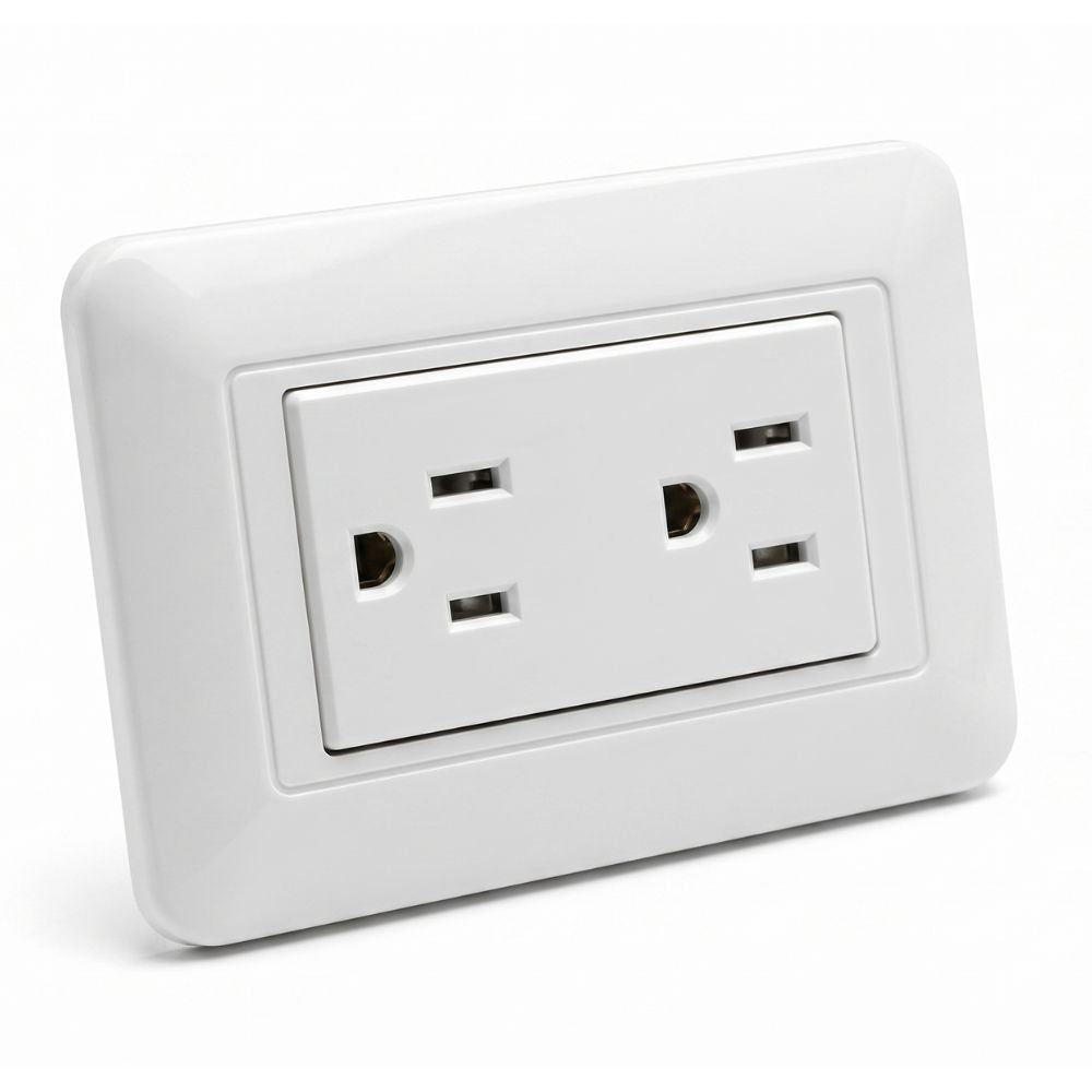 Q7 Lumina Toma Corriente Doble 110/220V -15A Blanco