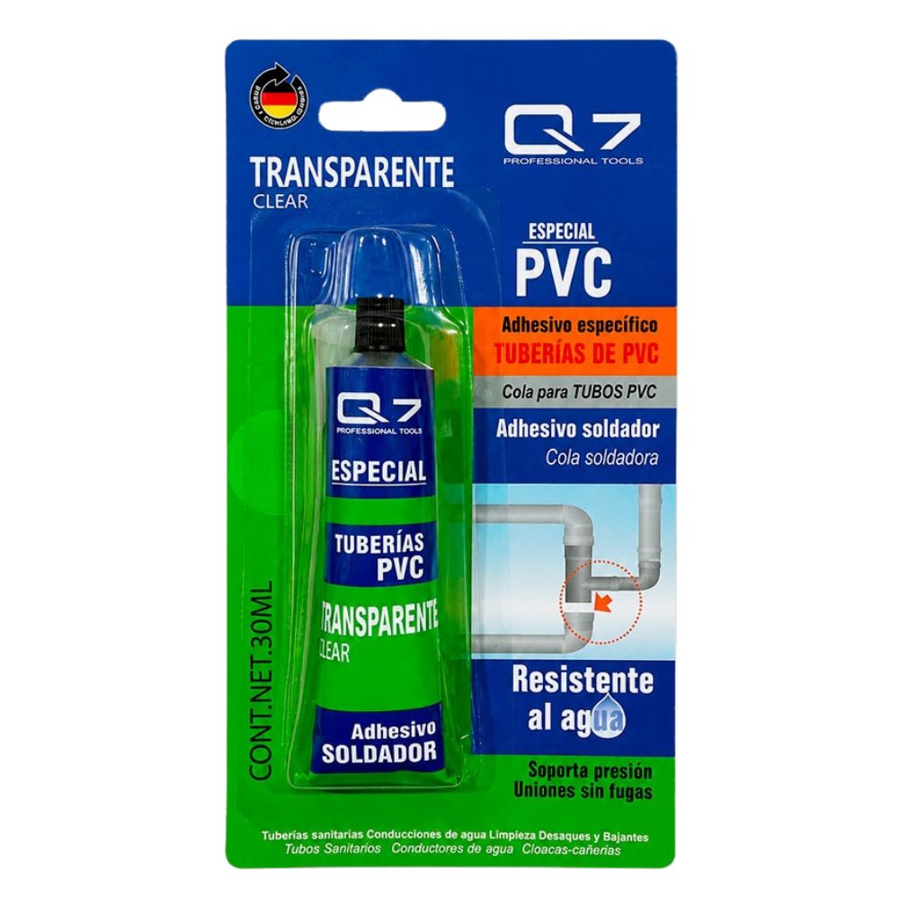 Q7 Pega Para Tuberias PVC Transparente 30ml