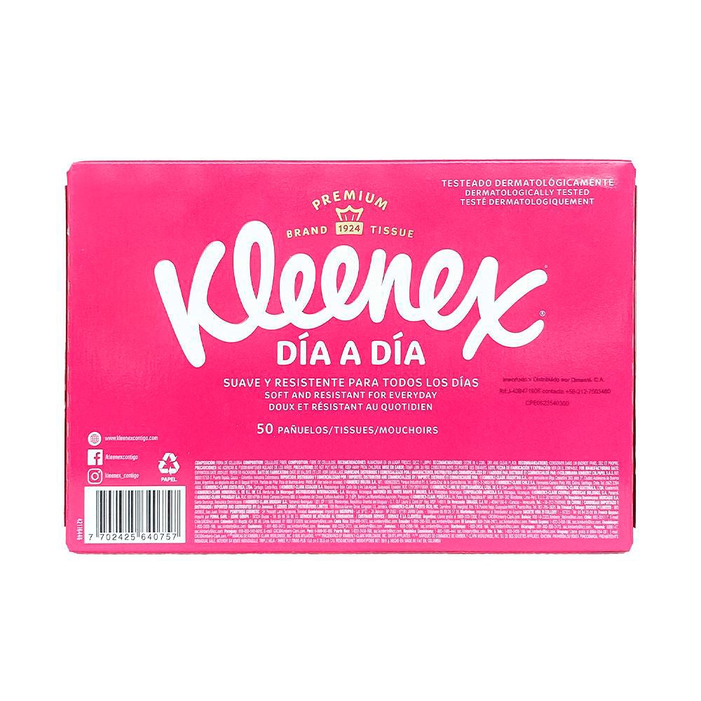 Pañuelos Kleenex Suave Resistente Para Todos Los Dias 50und