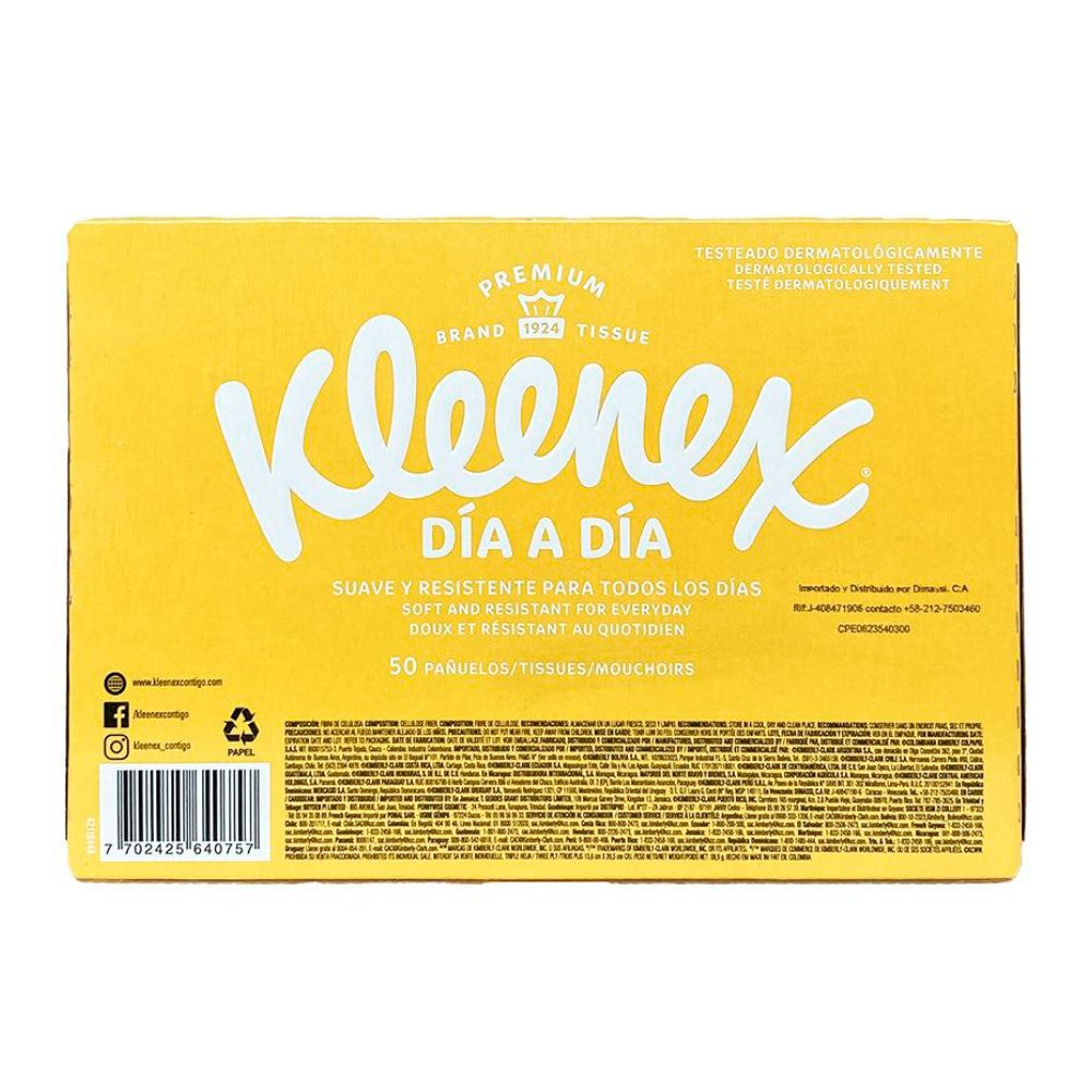 Pañuelos Kleenex Suave Resistente Para Todos Los Dias 50und