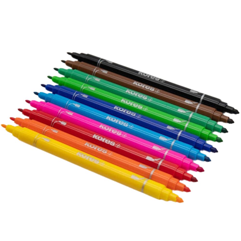 Kores Marcadores Korellos 2 en 1 Doble Punta 10 Und