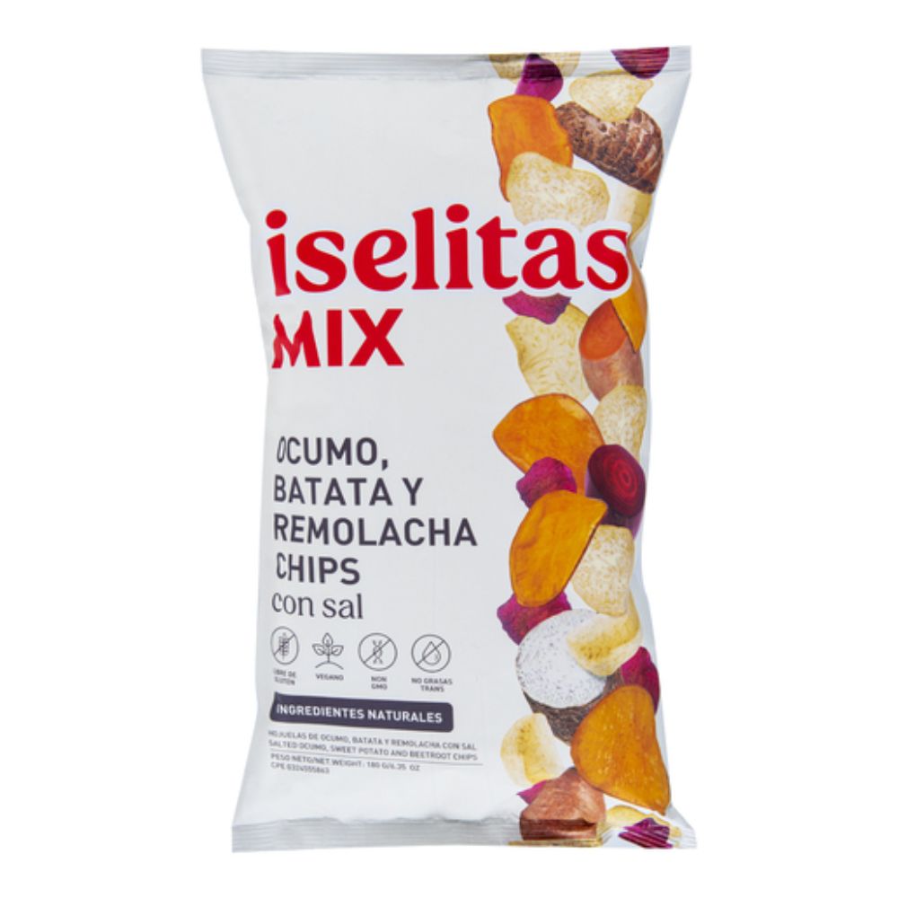 Iselitas Mix Ocumo, Batata y Remolacha Chips 180 gr